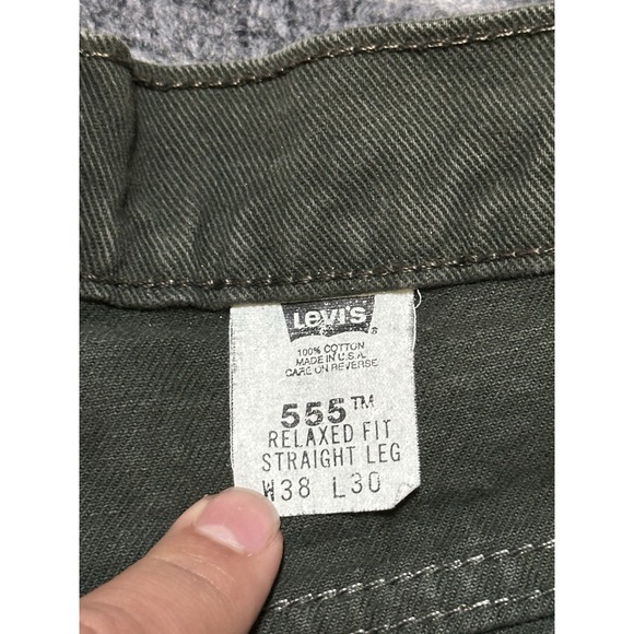 Vintage Levis Orange‎ Tab 555 Green Denim Jeans made in USA 38x30 - Picture 5 of 8